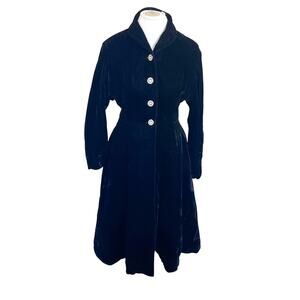 Vintage Victorian Velvet Opera Evening Regency Coat Size S Black Glam Gothic Emo